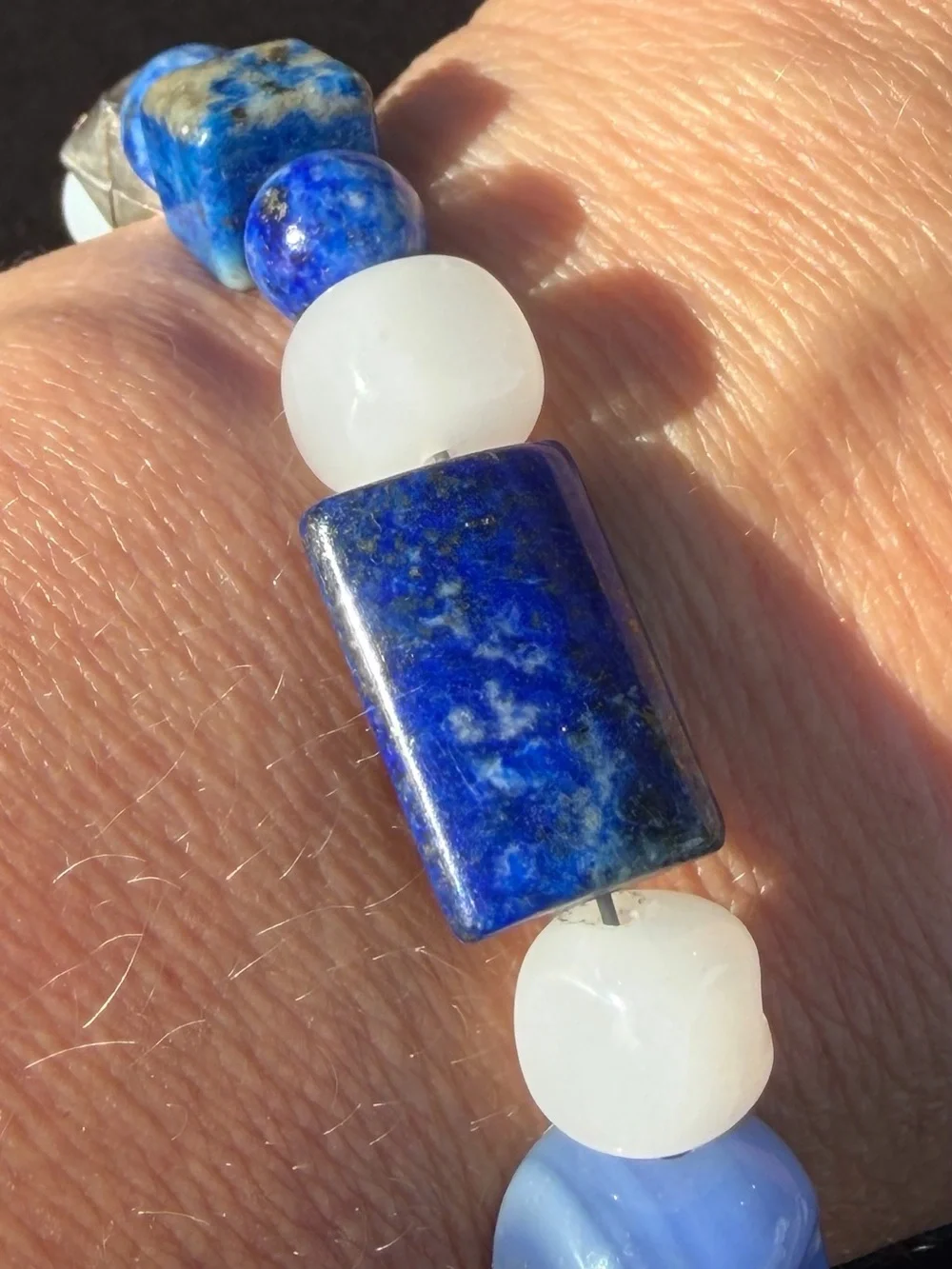 Lapis Lazuli, Quartz, .925 Artisan Hand Crafted Bracelet